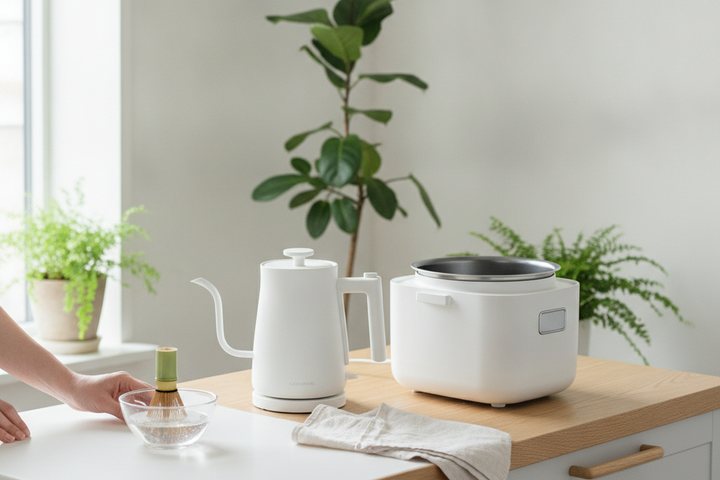 電気ケトルと炊飯器の手入れ——白い汚れはクエン酸、においは内ぶたから